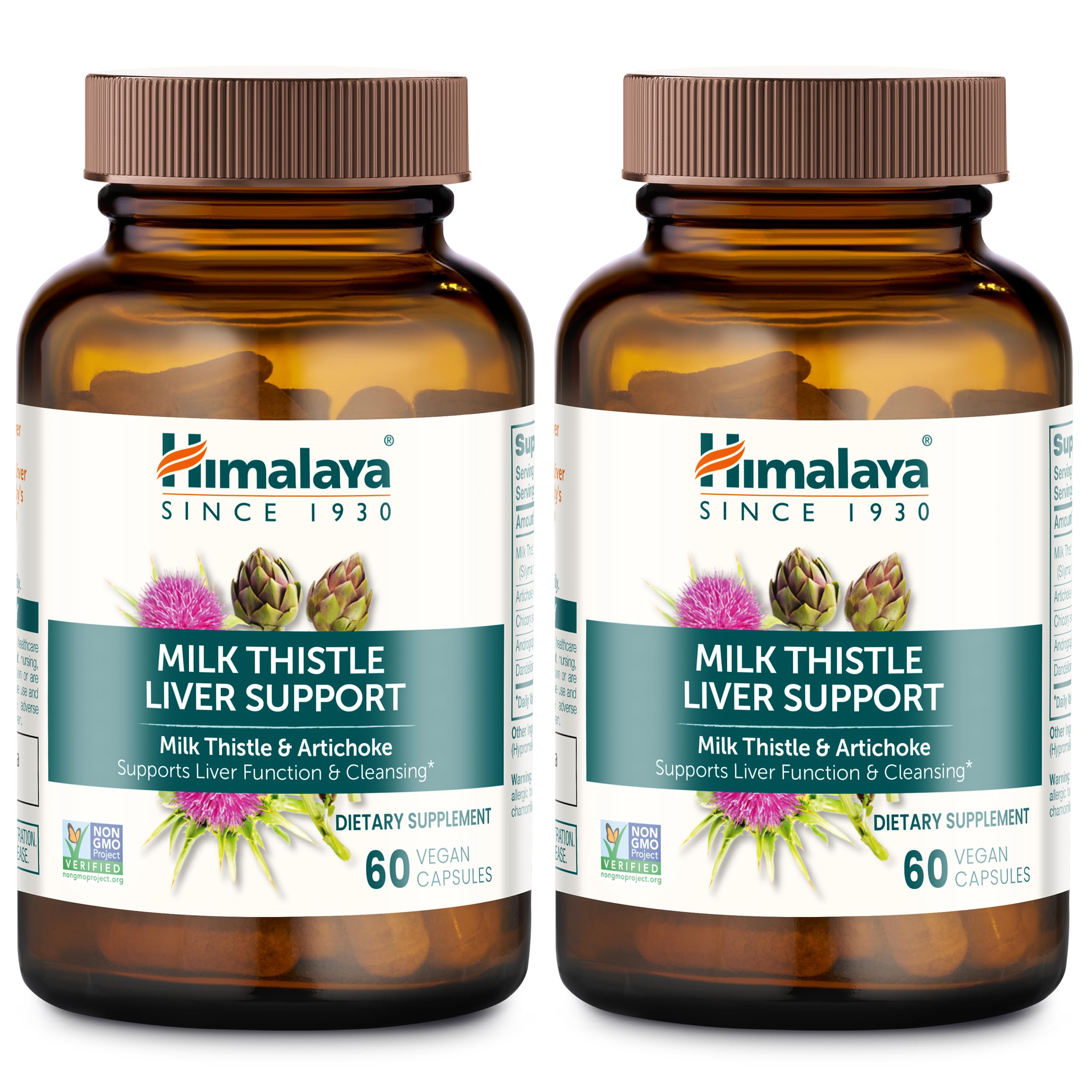 Himalaya Milk Thistle Liver Support,Liver Detox, 350 mg, 60 Capsules,2 Pack 60 Count (Pack of 2) Milk Thistle