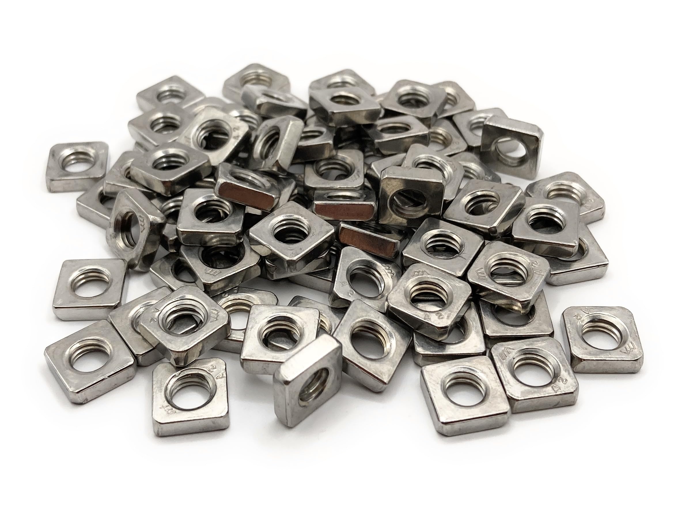 Dado basso quadrato M3 Inox | Forma bassa/profilo piatto in acciaio inossidabile A2-070 (V2A/304) norma DIN 562: set di 100 pezzi - ProRaje