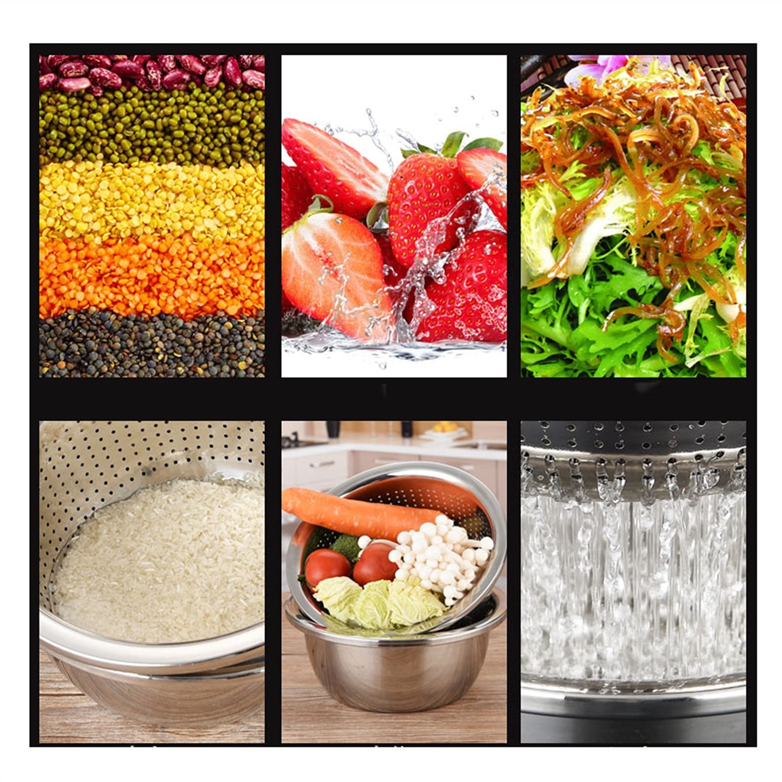 Juego de 5 piezas de cuencos para mezclar y lavabo para sopa de acero inoxidable, almacenamiento que ahorra espacio para el almacenamiento de alimentos en el hogar, el refrigerador y la cocina.