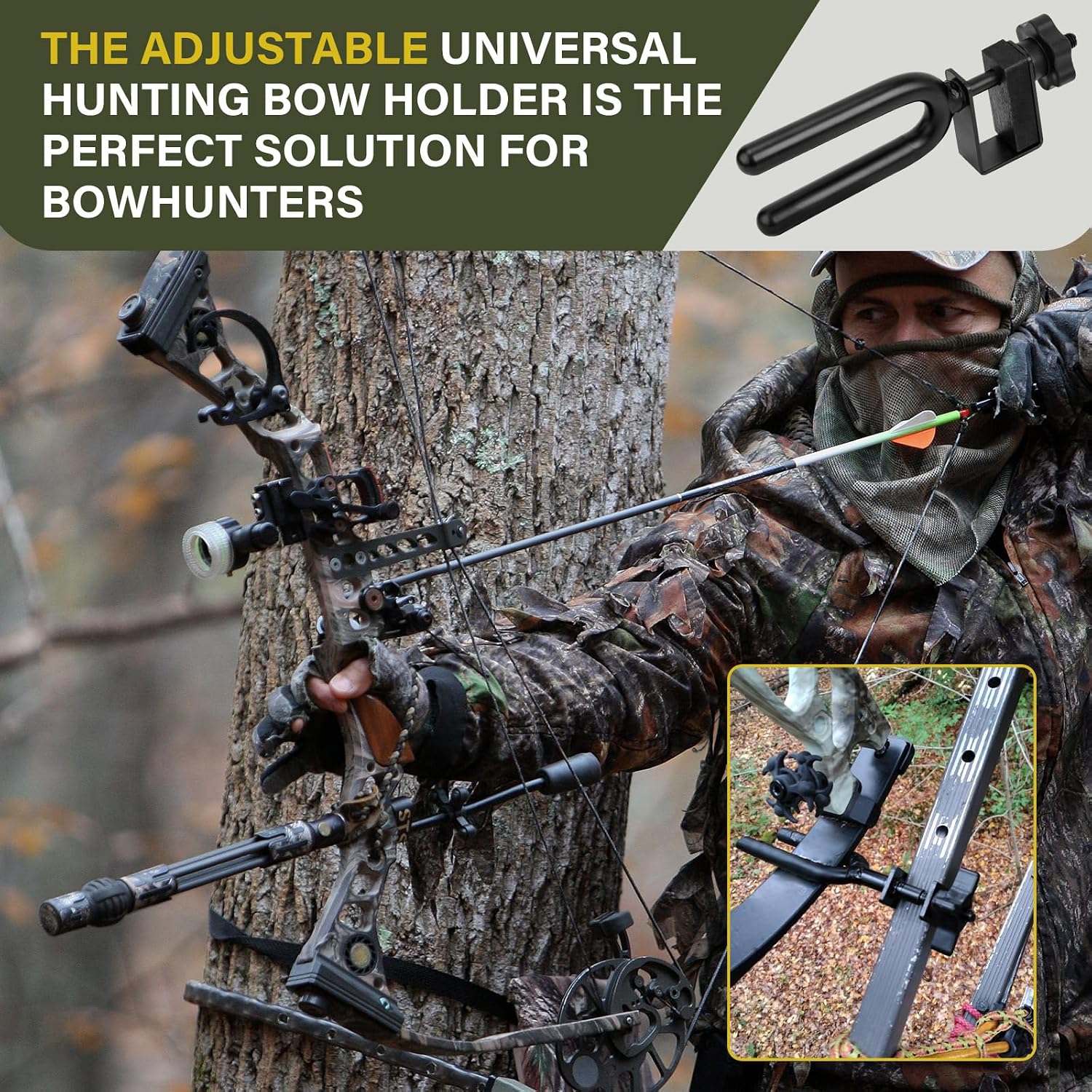 Adjustable Outboard Bow Holder for Summit Treestands | Fits Most Climbing Tree Stands, Heavy-Duty Hunting Gear Accessory Keeps Bow Secure & Essential Archery Equipment