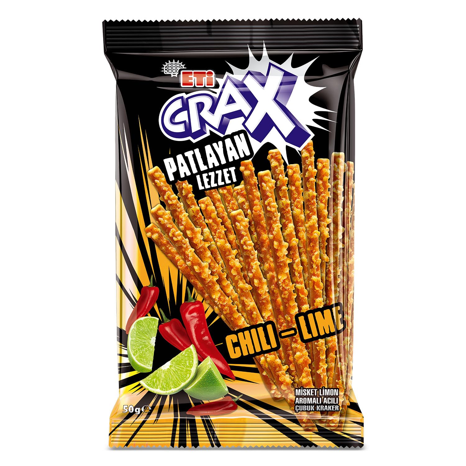 Eti Crax Patlayan Lezzet Chili Lime Çubuk Kraker 50 g x 20 Adet