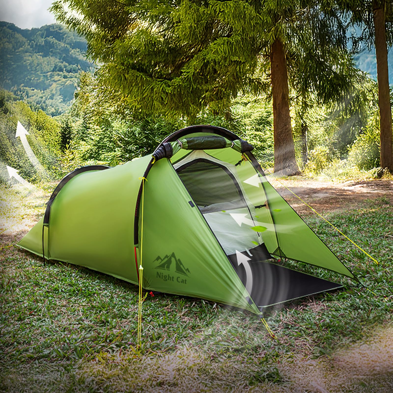 Night Cat Tiendas de Túnel 1 2 Personas: Ultraligero 1.5kg Impermeable Profesional Tiendas Camping Trekking