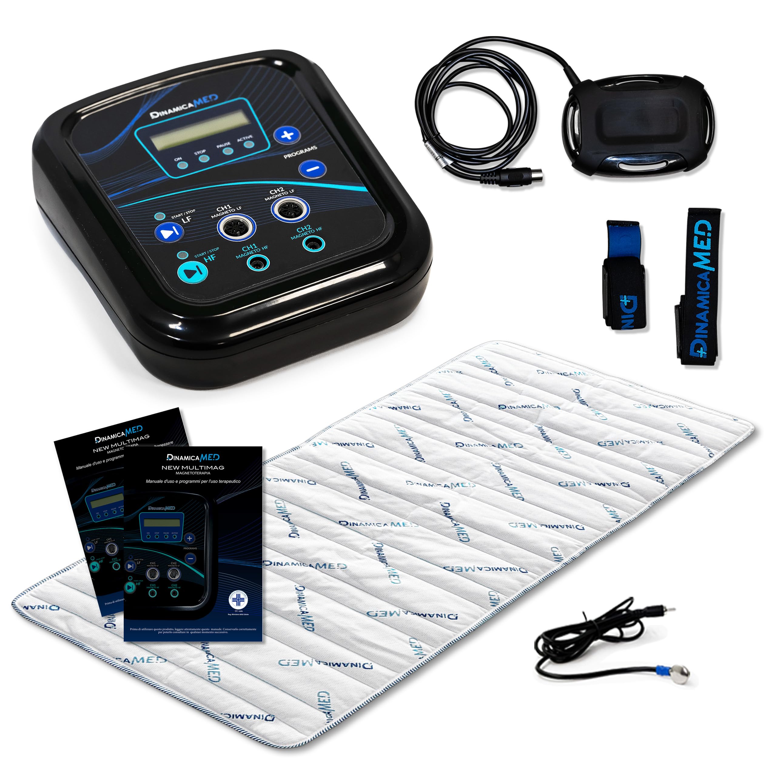 Dinamicamed New MultiMag PRO 5.0 Apparecchio per Magnetoterapia, Magnetoterapia con 1 Diffusore in Bassa Frequenza (LF) e Stuoia 80x190 ad Alta Frequenza (HF)