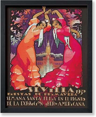 Poster Master Póster de viaje vintage, impresión retro de Sevilla, arte de feria de primavera, arte de bailarines flamencos, regalo para ella,