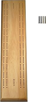 WE Games Competition Cribbage Set - Solid Wood Sprint 2 Track Board with Metal Pegs