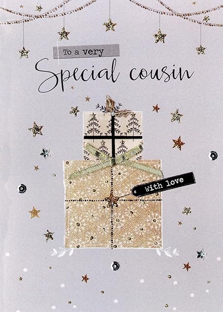 Cinnamon Special Cousin Embellished Christmas Card Hand-Finished Range Cards