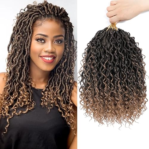 8 paquetes de cabello de ganchillo para mujeres negras, cabello de ganchillo Goddess Locs con trenzas rizadas (12 pulgadas, 8 paquetes, T1B27)