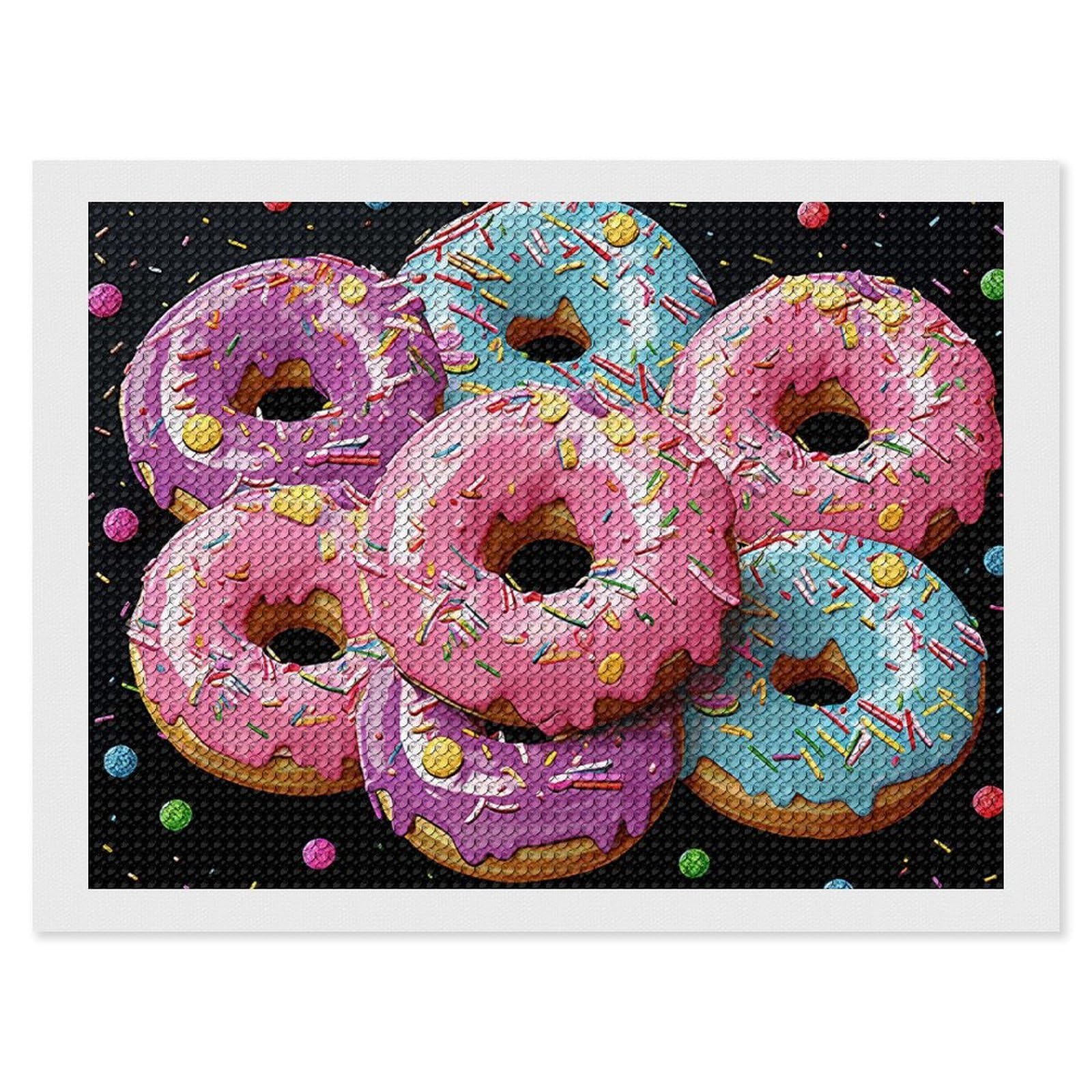NONHAI Diamond Painting Kits for Adults - DIY Diamond Art Kits for Beginners - Full 5D Paint Drill Diamond Dots Paintings- Donut Diamonds Pictures Gem Art and Craft Wall Decor 12"x16"