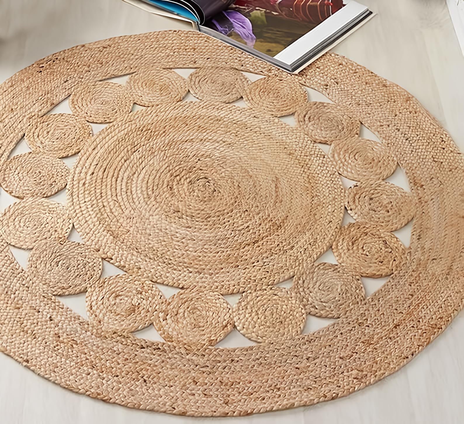 Hand Braided Rounnd Jute Rug Area Rounnd Area Rug Custom Size Round Rug Indian Handmade Home Decor Rounnd Rugs 2x2 feet