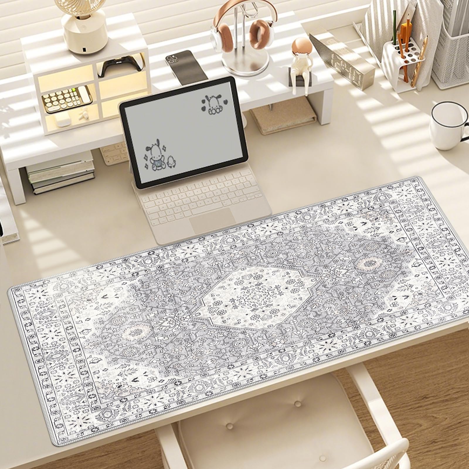 Baziabbo Bonita alfombrilla de escritorio, XXL extendida grande, alfombrilla de mouse para juegos con borde cosido, base de goma antideslizante, alfombrilla de escritorio para el hogar, oficina, juego