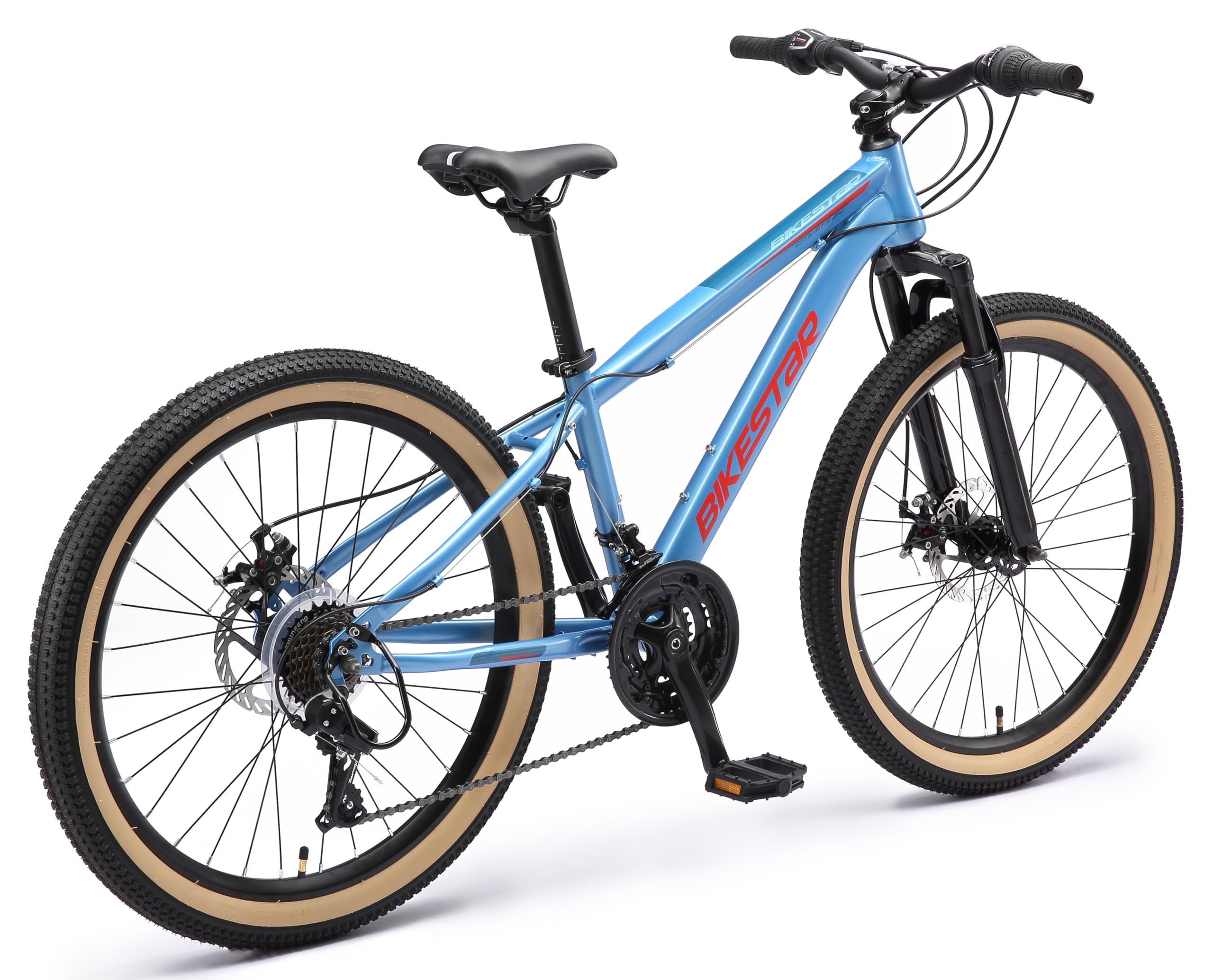 BIKESTAR MTB Mountain Bike 24" Alluminio per Bambini 8-12 Anni | Bicicletta Telaio 13 Pollici 21 velocità Shimano, Hardtail, Freni a Disco, sospensioni