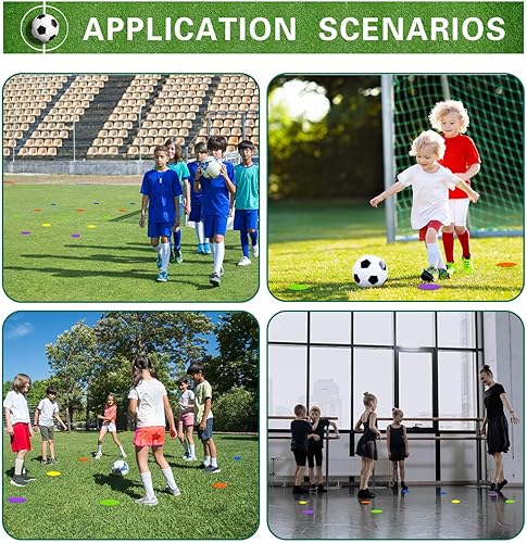 Miniatura 6 de Aryjmz Marcadores de puntos de 4.72 pulgadas y 10 pulgadas de goma antideslizantes para piso, conos de campo plano, puntos de poliéster para fútbol,