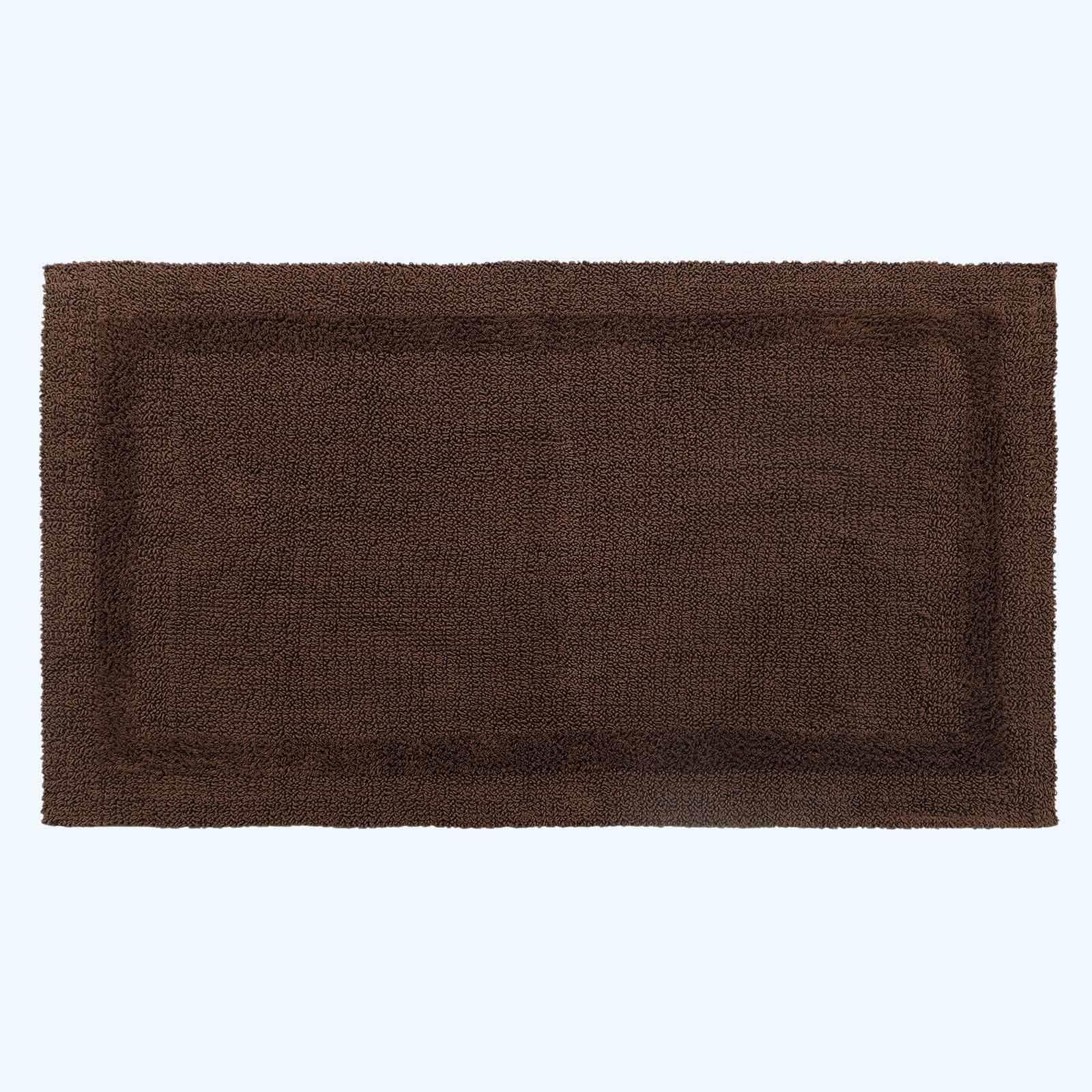 HOMESCAPES Bath Mat, Luxury 1600gsm Extra Soft 100% Cotton, Reversible Bathroom Mats Non-Slip, Washable, Super Absorbent, Quick-Dry, Chocolate Brown Bathroom Rug, 50 x 80 cm