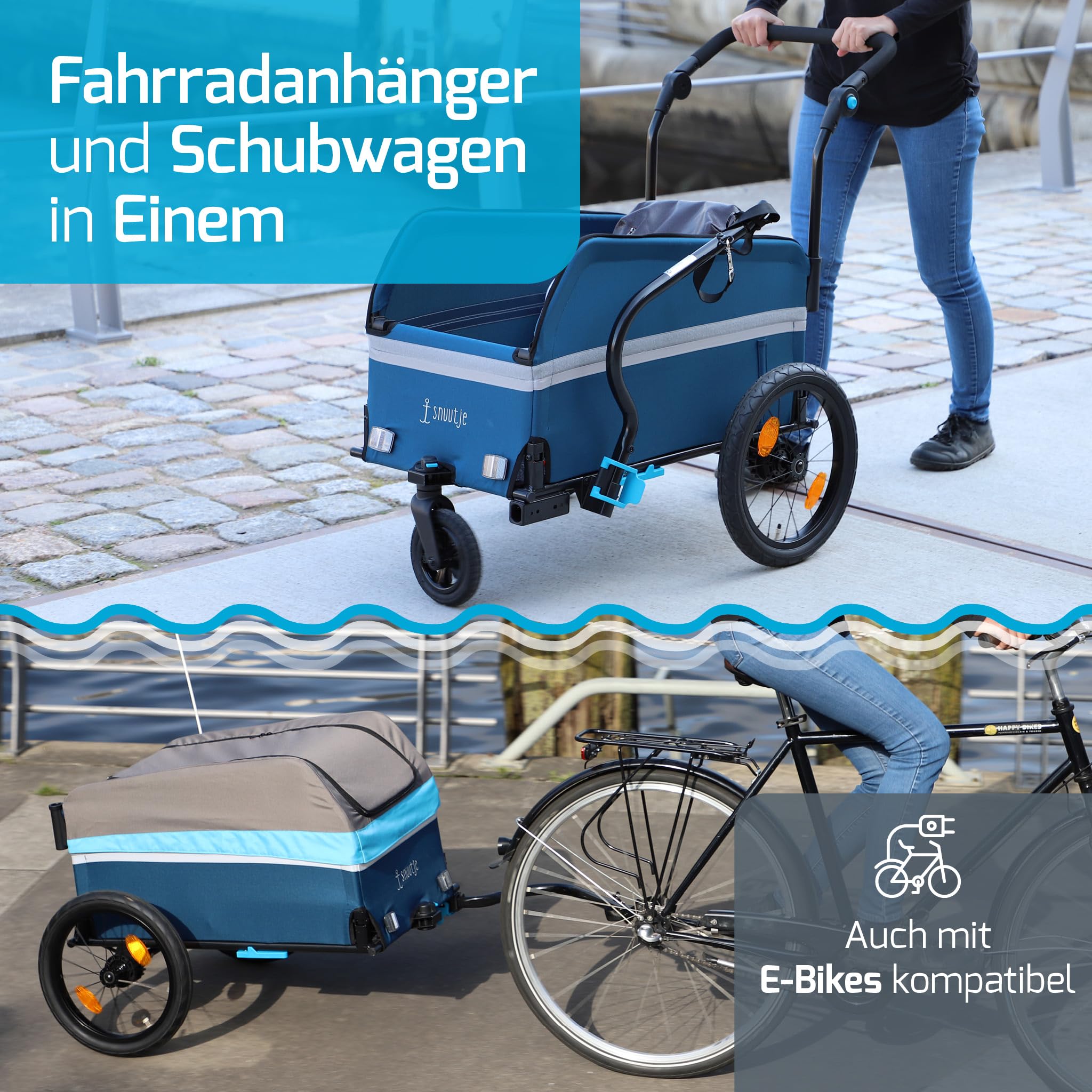 Fahrradanhänger | Lastenanhänger für Fahrrad & ebike | 40 kg Tragkraft 120 Liter | faltbar | mit Regenschutz | perfekt für Einkauf, Ausflug, Festival