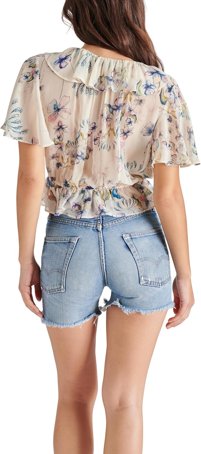 Steve Madden Apparel Women's Brighton Top, Cream,X-Small - Image 4