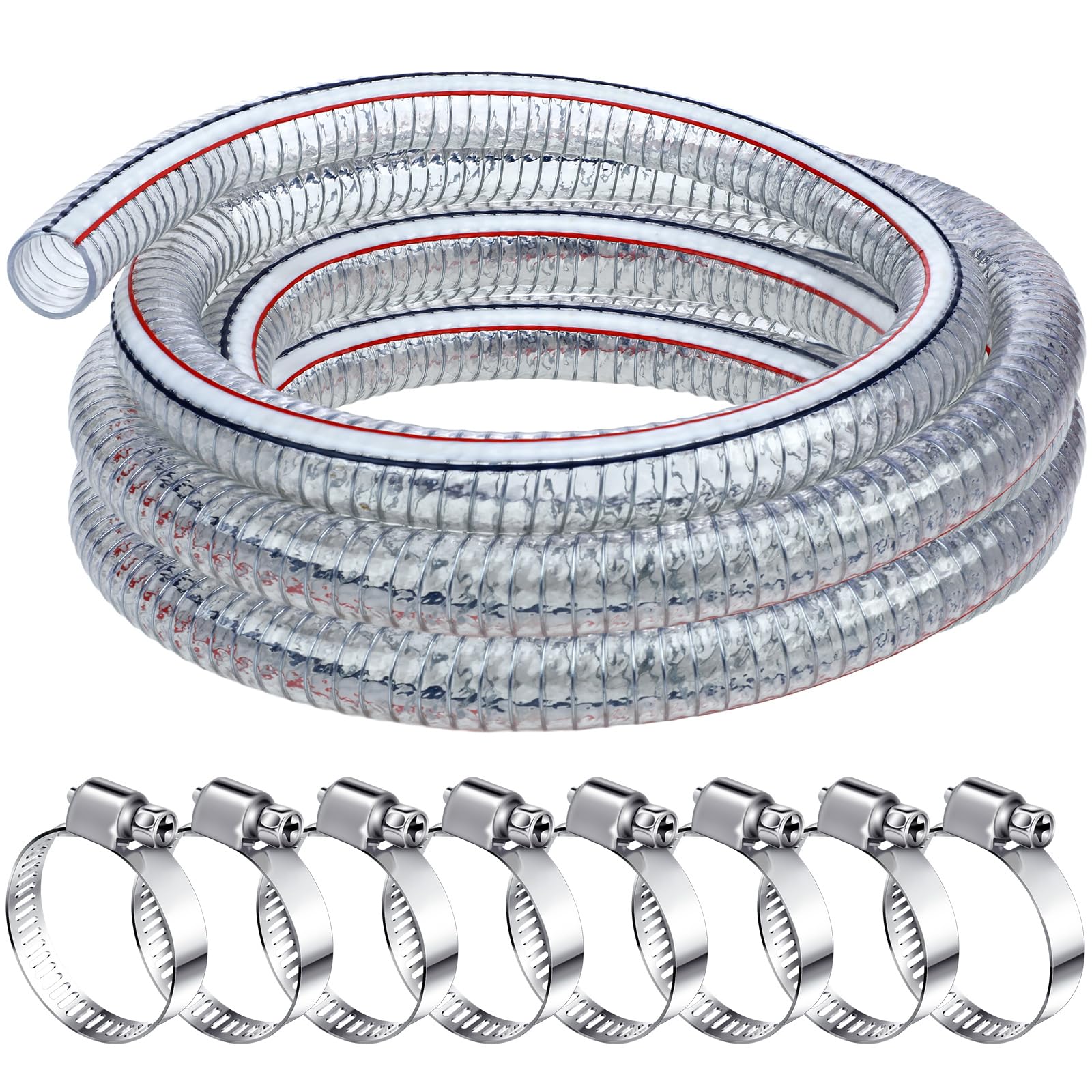 Frienda Flexible Hose Pvc Tubing with Fasteners, 1 Inch ID, 16.4 Ft