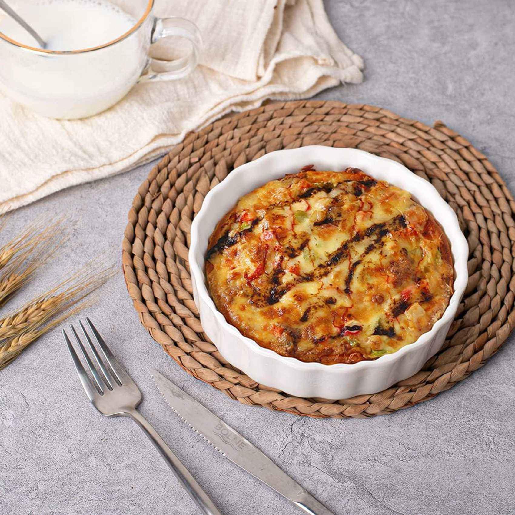 Ramequins à Crème Brûlée de 5 Oz, Plats à Quiche Cannelés Ronds, Moule à, Ramequins Allant au Four pour la Cuisson, Soufflé, Ramequins, Paquet de 12