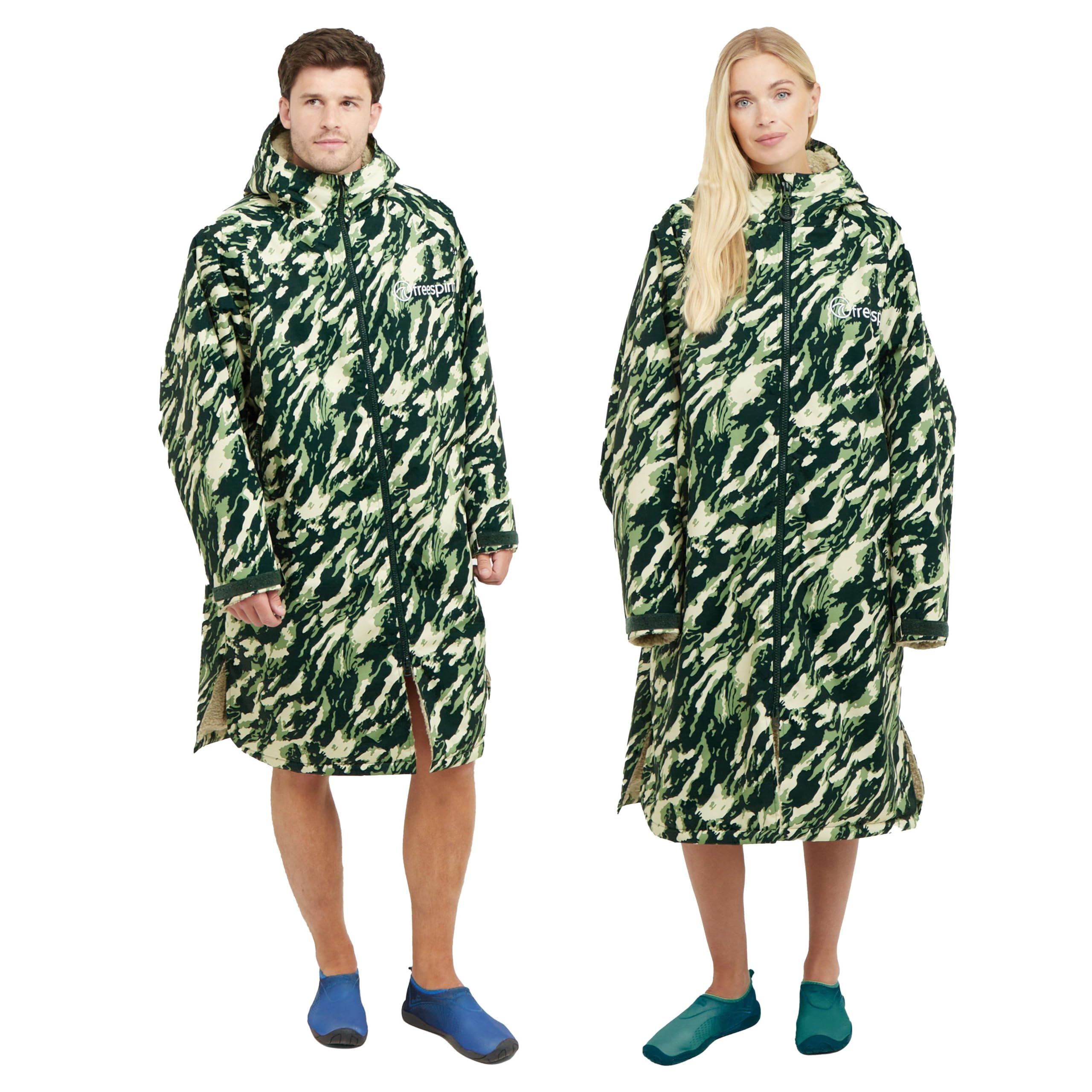 Freespirit Unisex Camo Green Aquarobe Pro Waterproof Jacket With Hood, Fleece Lining & 2 Zipped Pockets (Uk, Alpha, S, M, Regular, Regular, )
