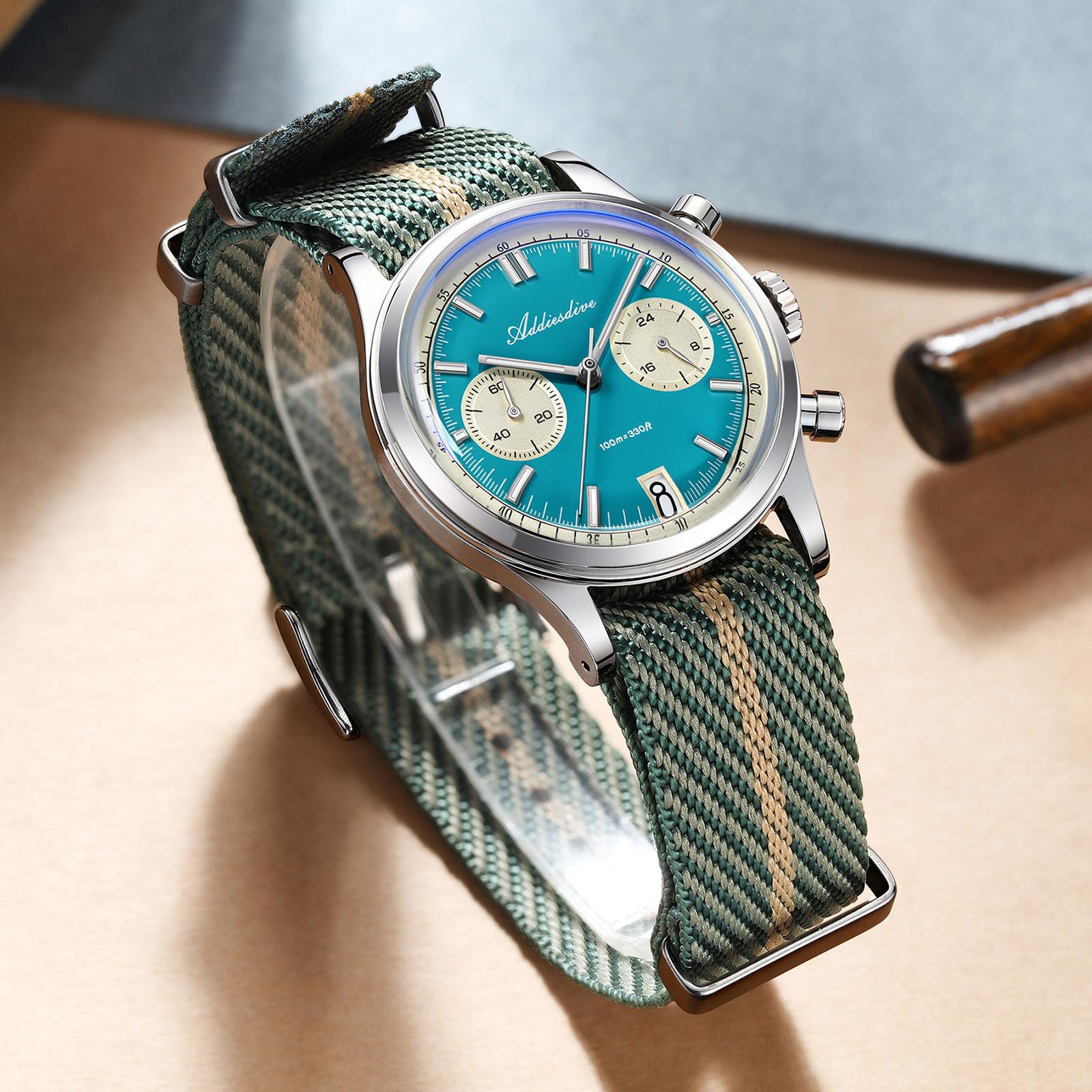 ADDIESDIVE 38 MM Quarzo Cronografo Orologio VK64 Movimento Vetro minerale K1 Impermeabile 100 M BGW9 Luminoso Acciaio Inox Quadrante Panda Orologi Sportivi per Gli Uomini Cinturino in Nylon