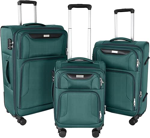 3-Piece Softside Expandable Luggage Set with Front Open Pocket, Lightweight