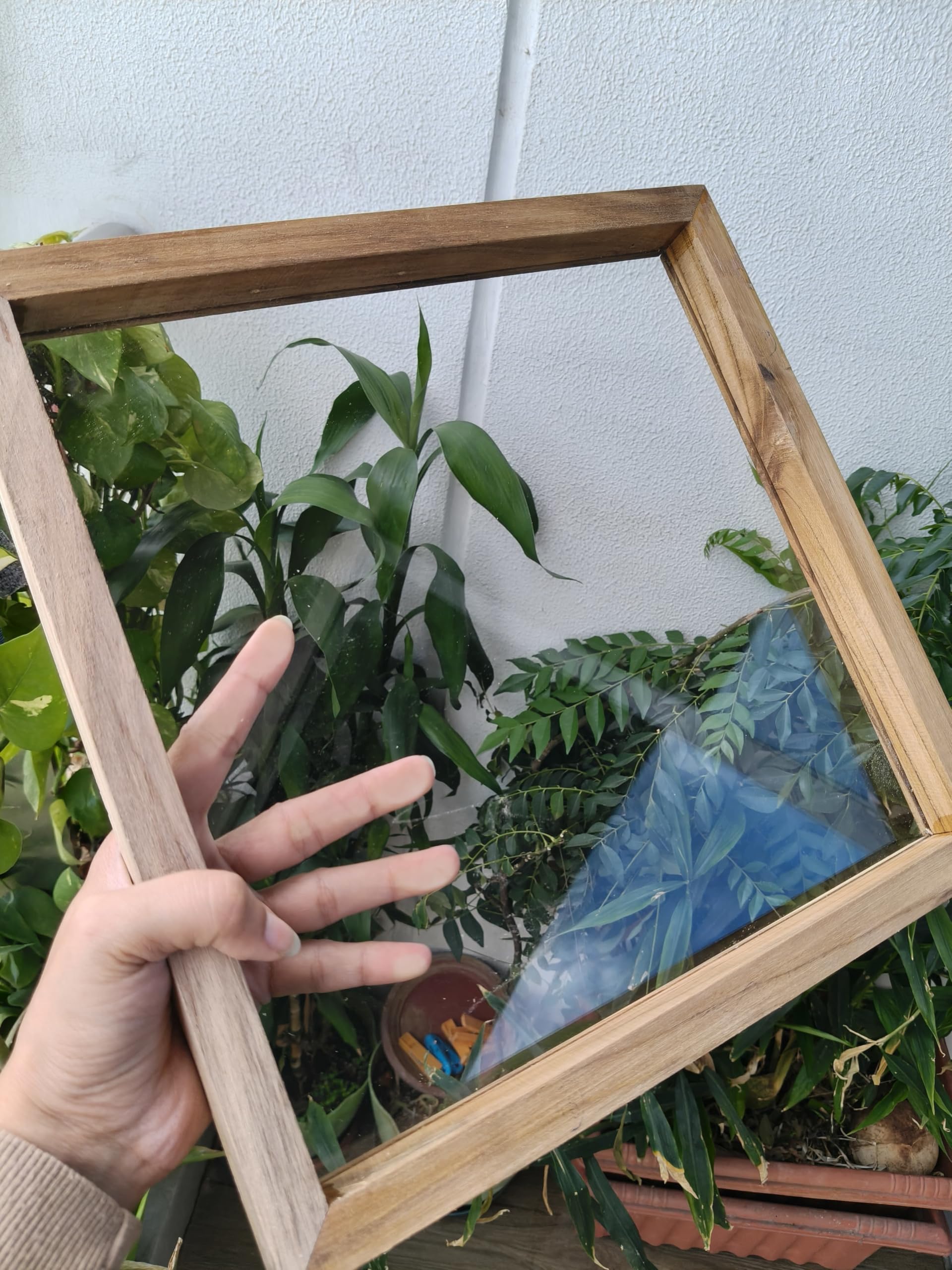 12 x 12 Inch Wooden Frame with Clear Acrylic Base | Resin Varmala Preservation Frame | Solid Wood Shadow Box for Wedding & Memory Preservation-image-2
