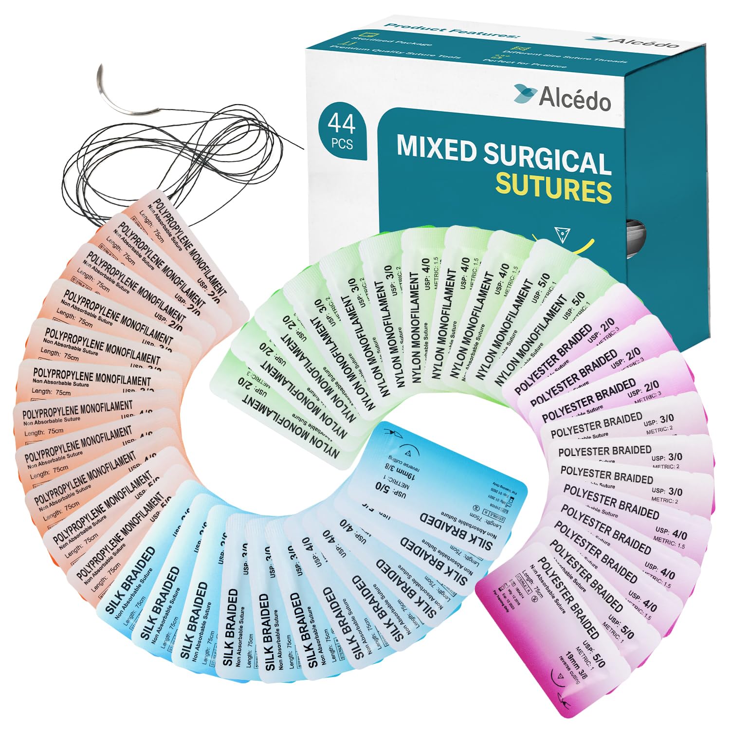 Alcedo Suture Kit with Thread, Needle & Tools (28-Piece) — Amazon image 9