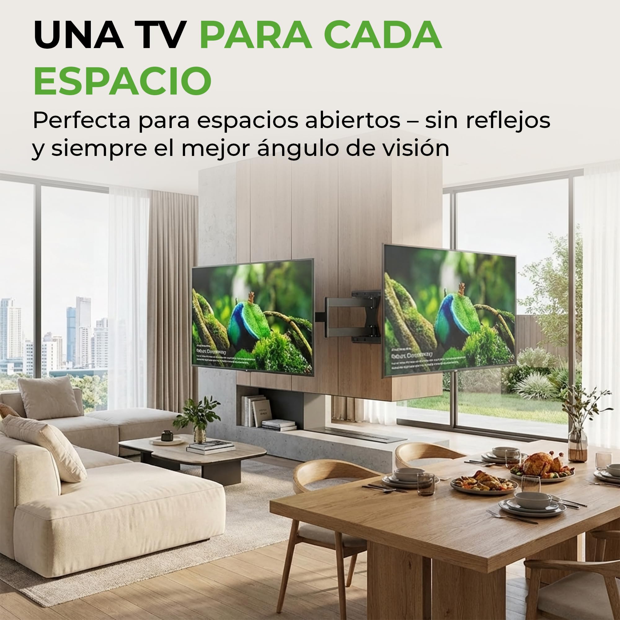 TiTon Flex 80 cm, Soporte de Pared para TV, Girar, Inclinar, TV hasta 60kg, VESA máx.400x400
