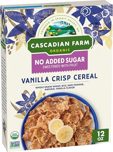 Cascadian Farm Organic Vanilla Crisp Cereal, No Added Sugar, 12 oz