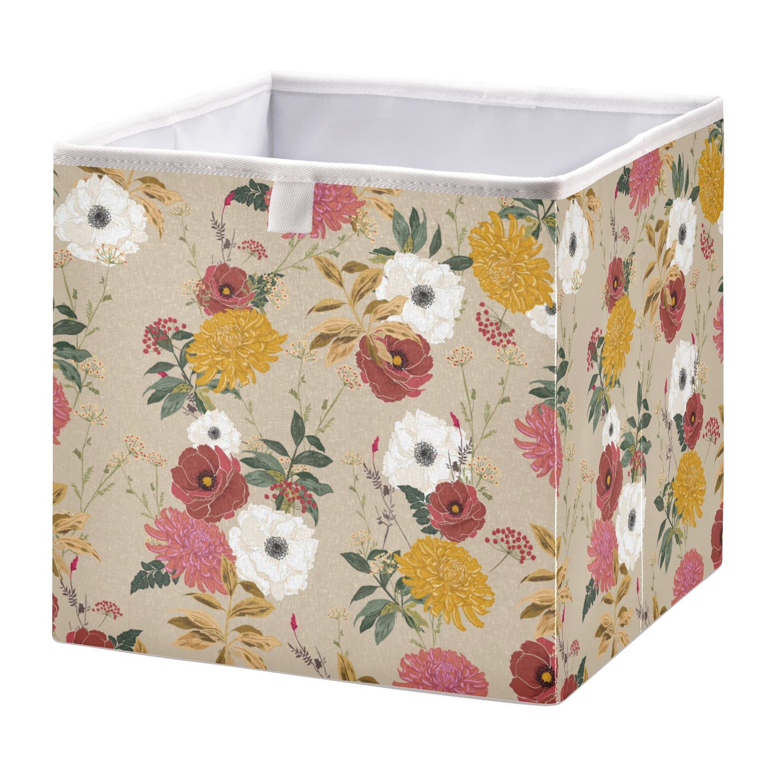 Vnurnrn Flores Bellas Artes Caja de Juguetes para Ropa Cajas de Almacenamiento Abiertas Plegables Organizador de Gran Capacidad para Hogar