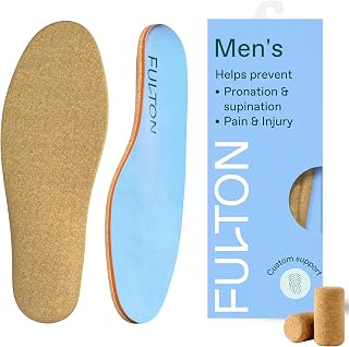 Fulton Men's Shock Absorbing Insoles with High Impact Arch Support - Custom Molding Cork Inserts Alleviate Plantar Fasciitis & Foot Fatigue- Athletic Running Insoles for Men (Men's Size 11.5-12)