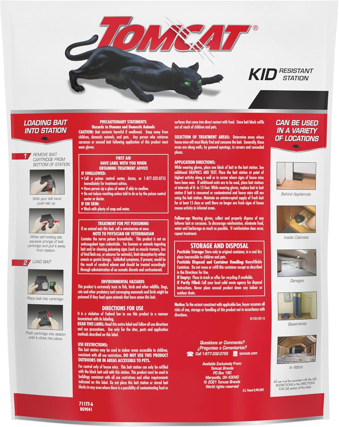 Tomcat Mouse Killer(e) Child Resistant, Refillable Station Offering with Clear Lid for Easy Bait Monitoring, 4 Packages each which contain 1 Station and 32 Bait Blocks
