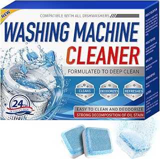 Washing Machine Cleaner Tablets for All Washers, Deep Clean Formula, Deodorizing, 24 Pack, HE Compatible, Top and Front Load (24)