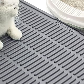 PetNova Small Cat Litter Mat: Silicone Trapping Mats for Cats Litter Box - Kitty Waterproof Litter Catcher Rug for Floor - Washable Rubber Litter Trapper - Anti Slip Pet Trap Pad Easy Clean