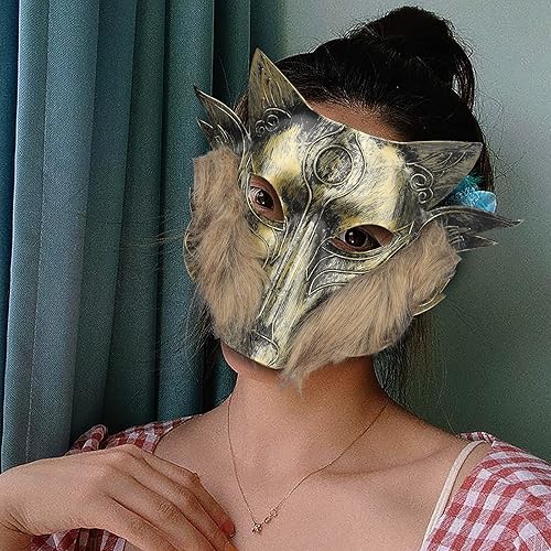 Miniatura 2 de Máscara de zorro de Halloween, disfraz de cosplay de media cara, animal peludo, fiesta, Navidad, ojo, gato, máscaras de Pascua