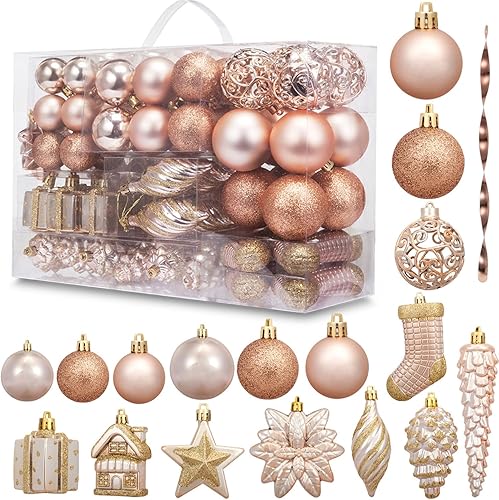 Vista 64 de AMS - Adornos chapados, bolas de Navidad, para decoración de fiestas de vacaciones, colección de árbol para boda, Acción de Gracias, fiesta