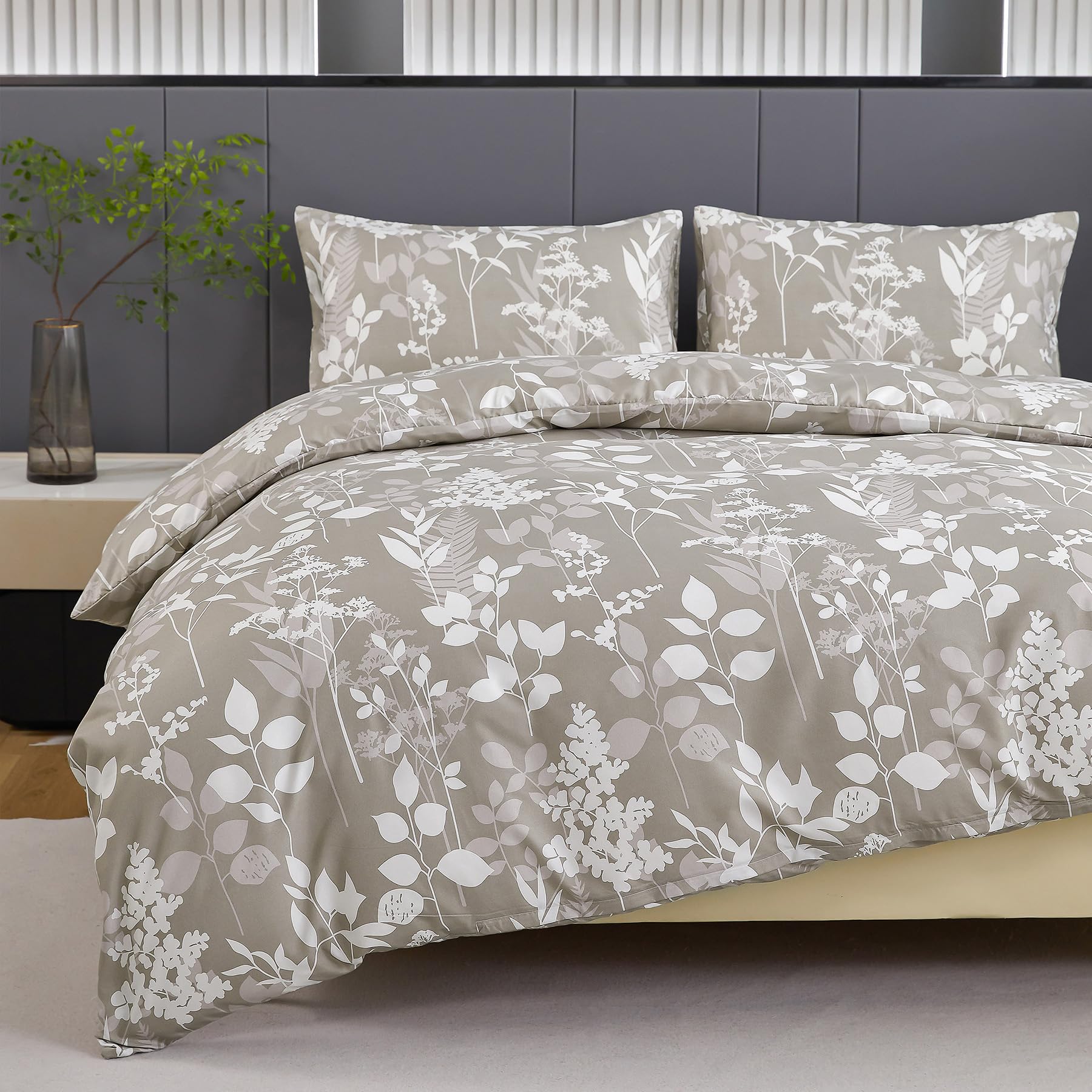 Jemiipee Bettwäsche-Set mit Blumenmuster, Bettbezug und Kissenbezug, Bettwäsche Deckenbezug Wendebettwäsche Mikrofaser Weich mit Reißverschluss