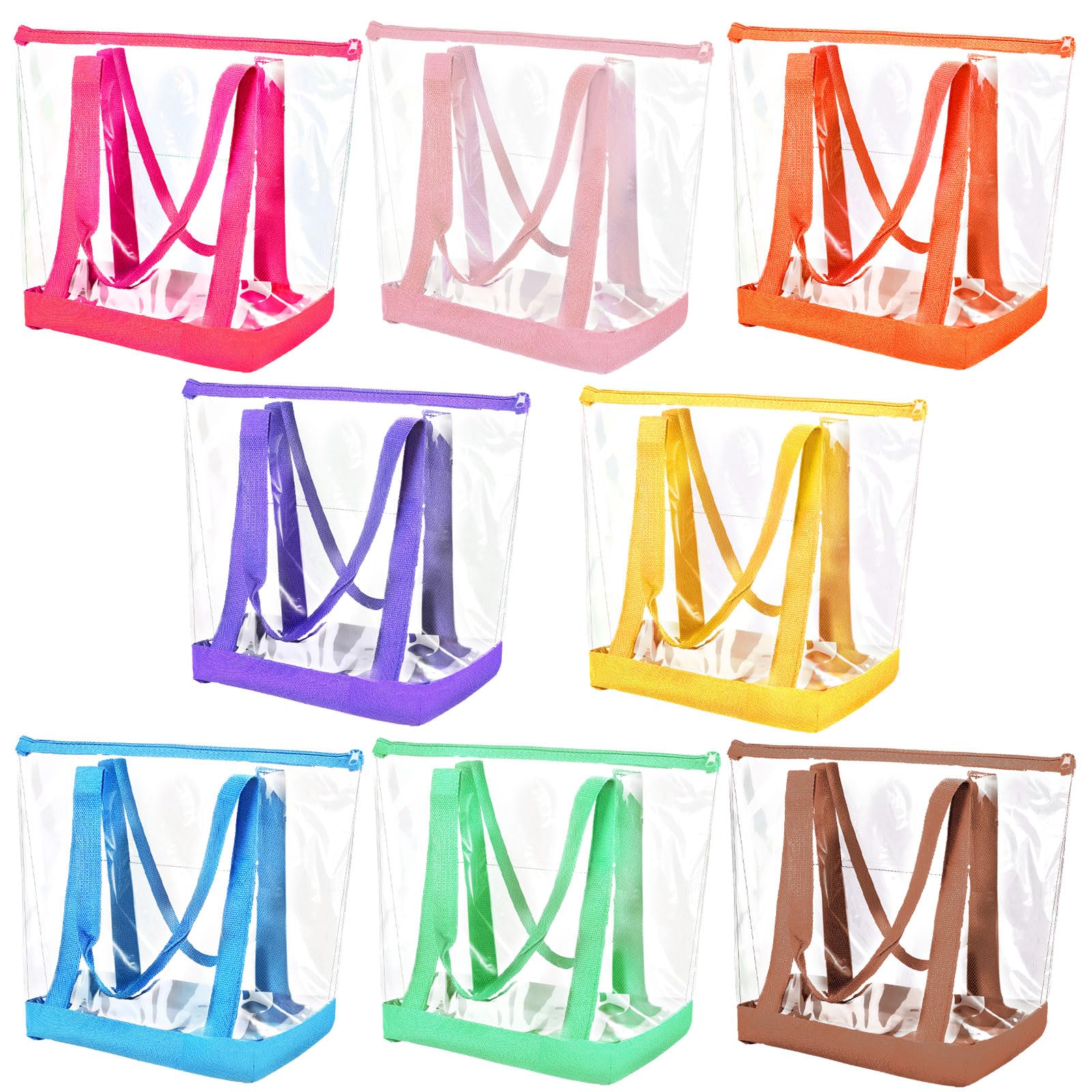 Reginary 8 Pcs Clear Tote Bags Shoulder Handbag Security Approved See Through Bag with Zipper Closure for Sport Event Travel
