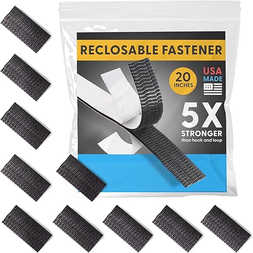 Miniatura 13 de Fuerza industrial, paquete de 2 cintas adhesivas negras de 10 pies para interiores y exteriores, cierre autoacoplable compatible con 3M SJ3550