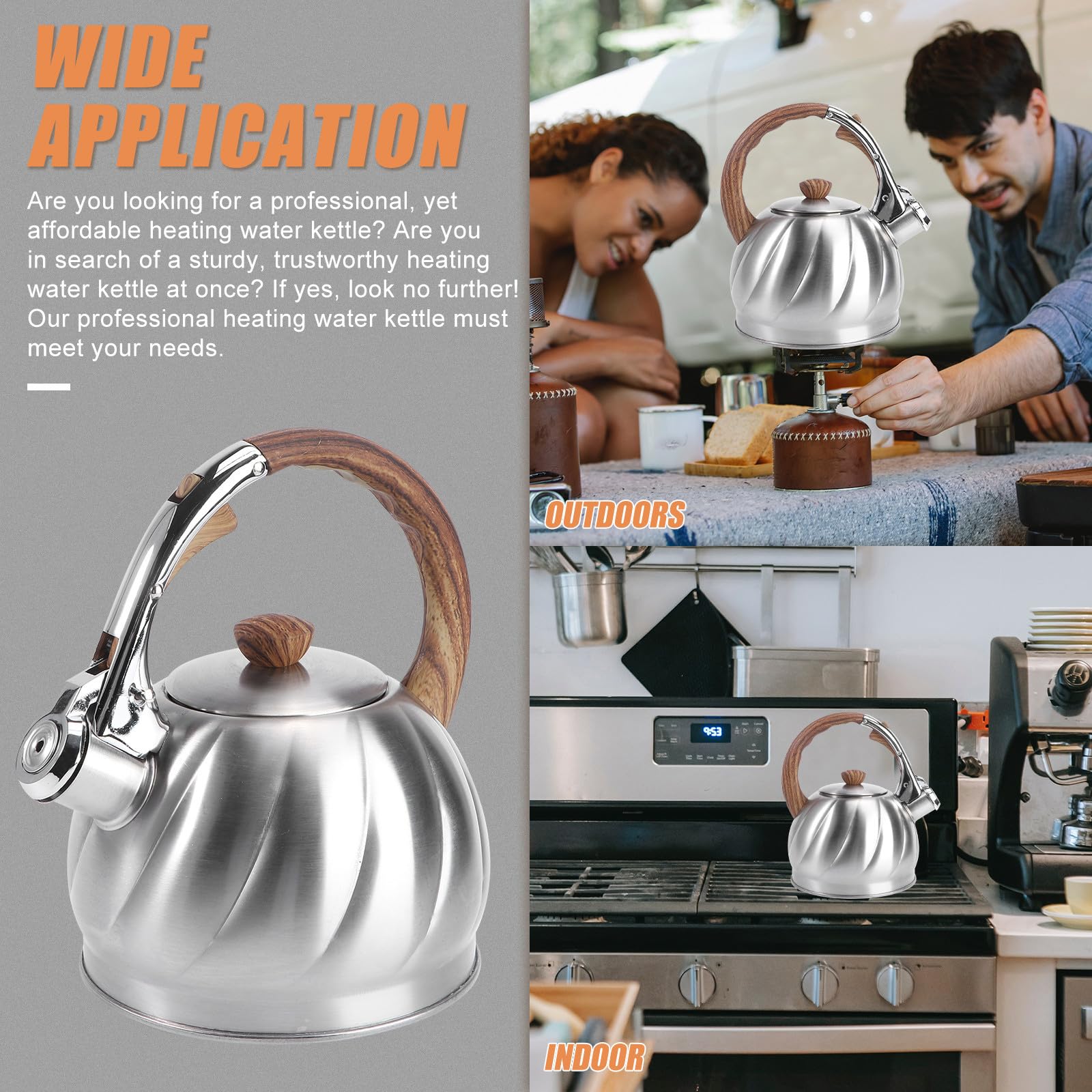 Tetera Silbante de Acero Inoxidable 2,0 L Mango Ergonómico