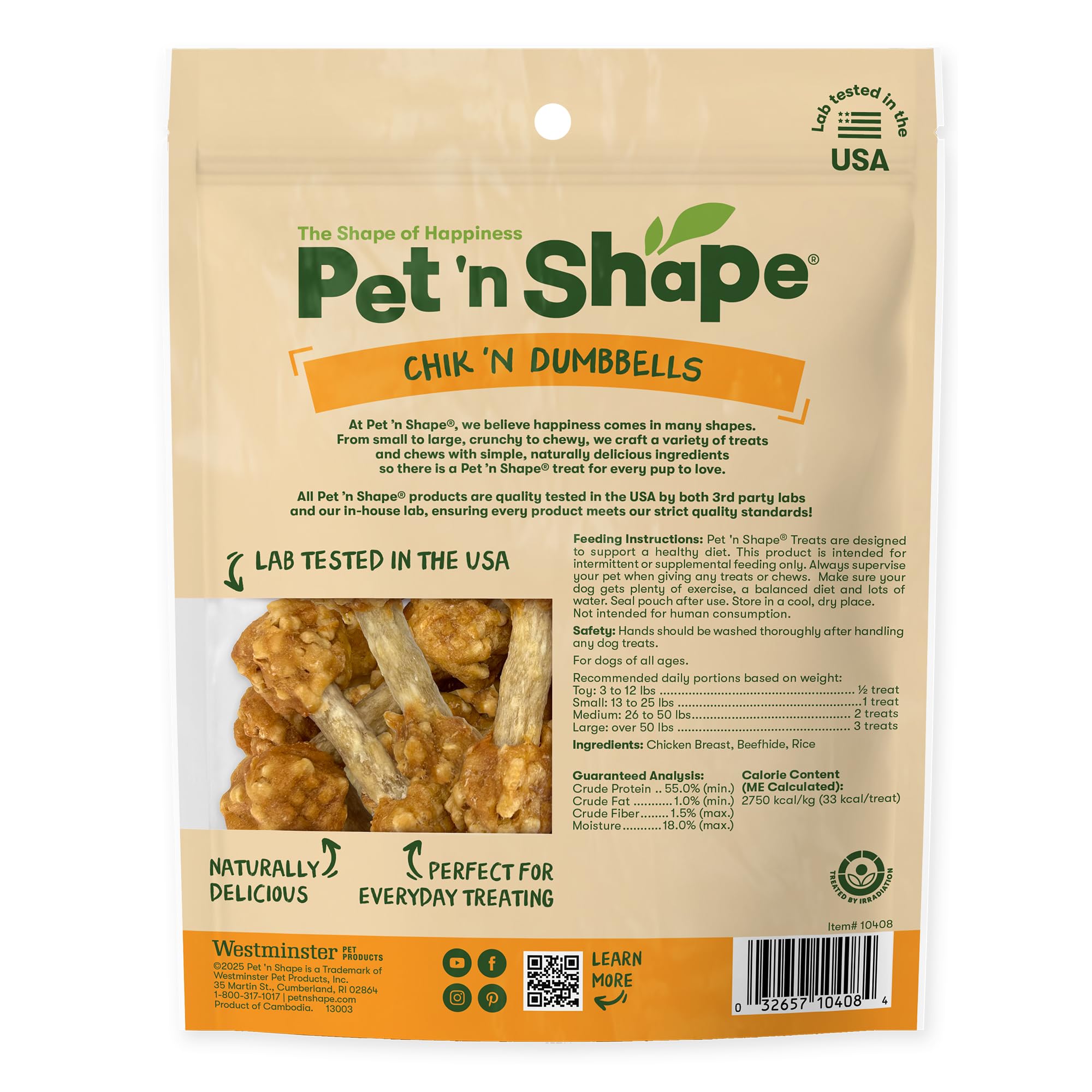 Pet 'n Shape Mascota en Forma de Pollo o Pato con Mancuernas de arroz para Perros Naturales