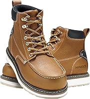 Vista 3 de HISEA Botas de trabajo para hombre, botas de acero con punta suave, 6 pulgadas, impermeables, antideslizantes, industriales y de construcción, 7