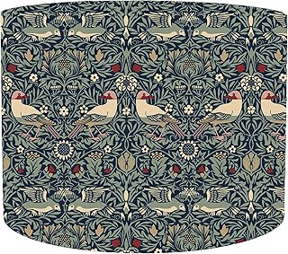Handmade William Morris Drum Lampshade, Choice of 20cm, 25cm, 30cm, 35cm Diameter, Ceiling Pendant Light Shade, Bird Lampshades Table Lamps, William Morris Winter Garden Fabric, Art Nouveau Lampshade