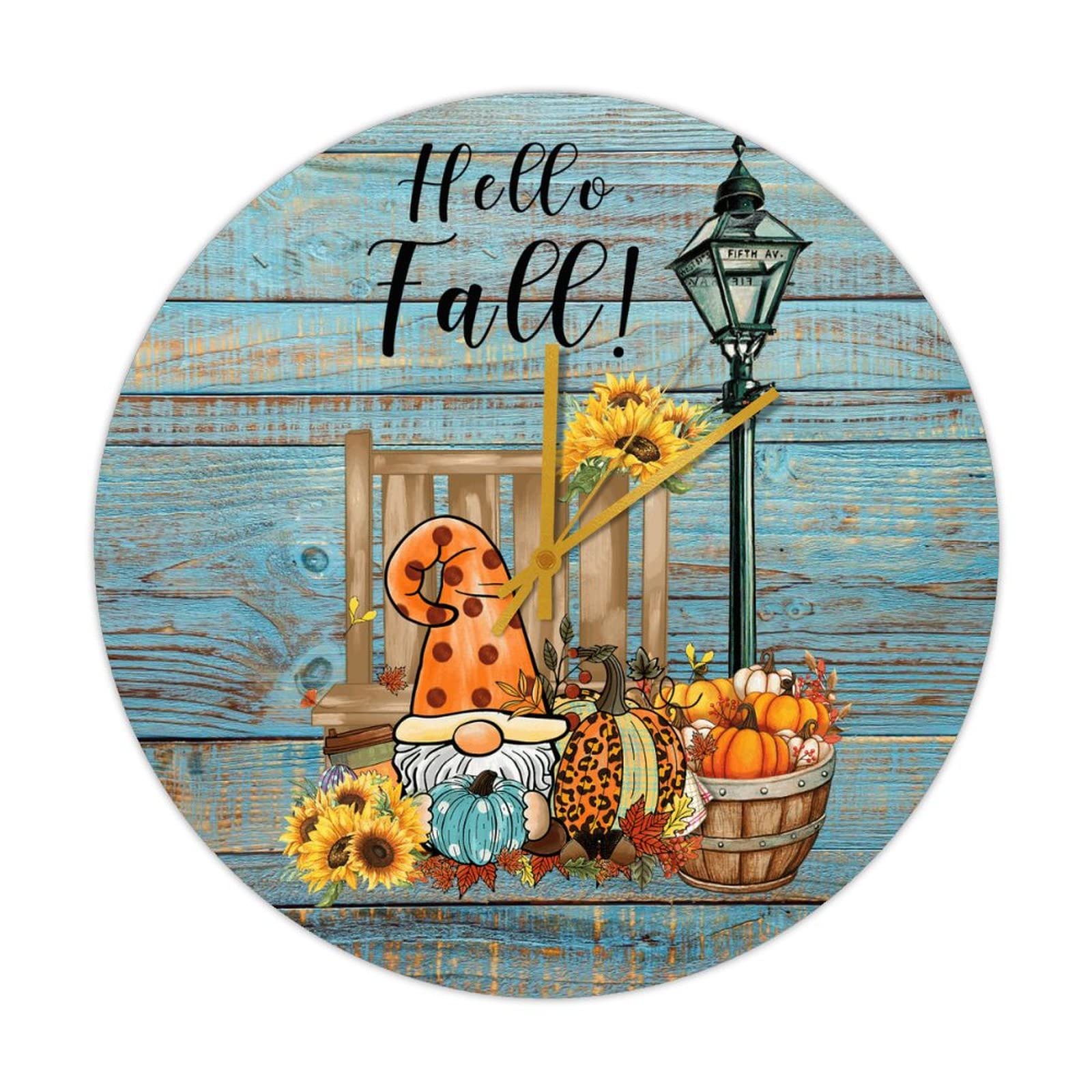 Horloge murale Thanksgiving en bois de 38 cm pour decoration de salon