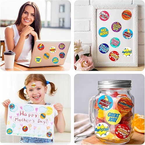 Miniatura 7 de Epakh 1000 calcomanías de recompensa para el aula, calcomanías motivacionales para profesores, estudiantes de primaria, letras positivas de