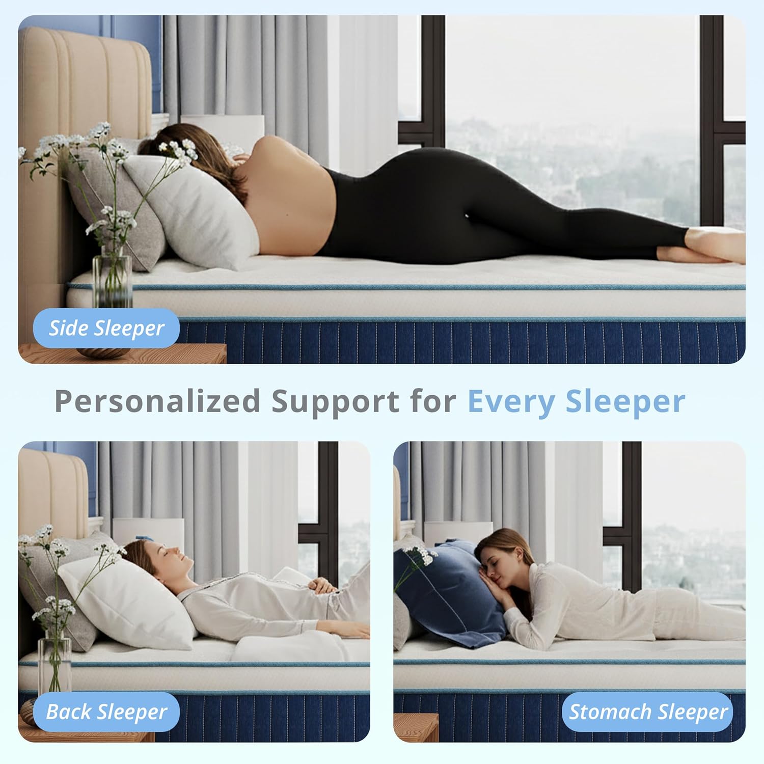EGOHOME 12 Inch Hybrid Mattress, Twin Mattress in a Box, Fiberglass Free, Just Right Medium Feel, Enhanced Motion Isolation & Edge Support, CertiPUR-US Certified, 38"x75"
