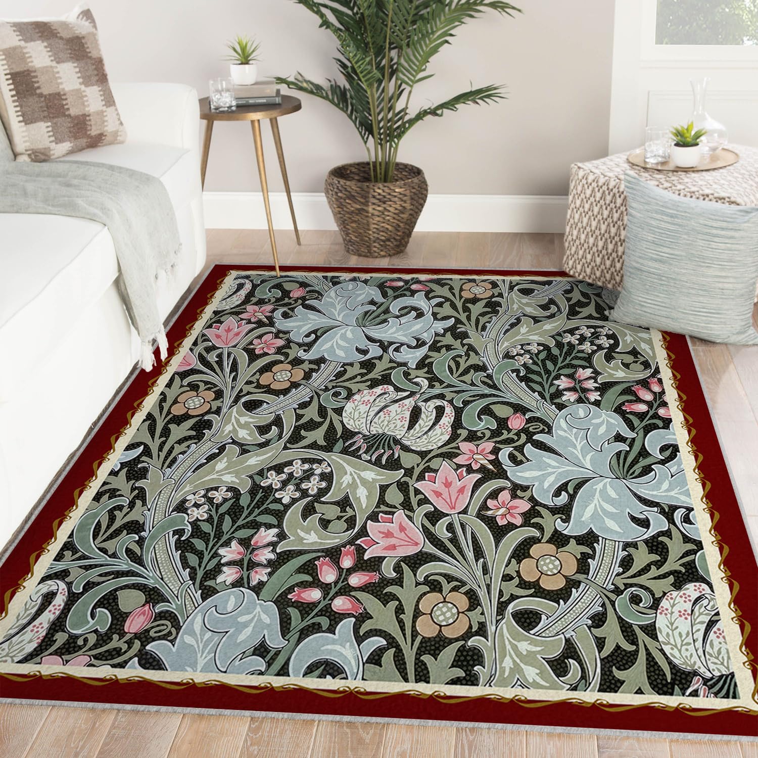 Tapis lavable boheme salon grand format tapis antiderapant doux