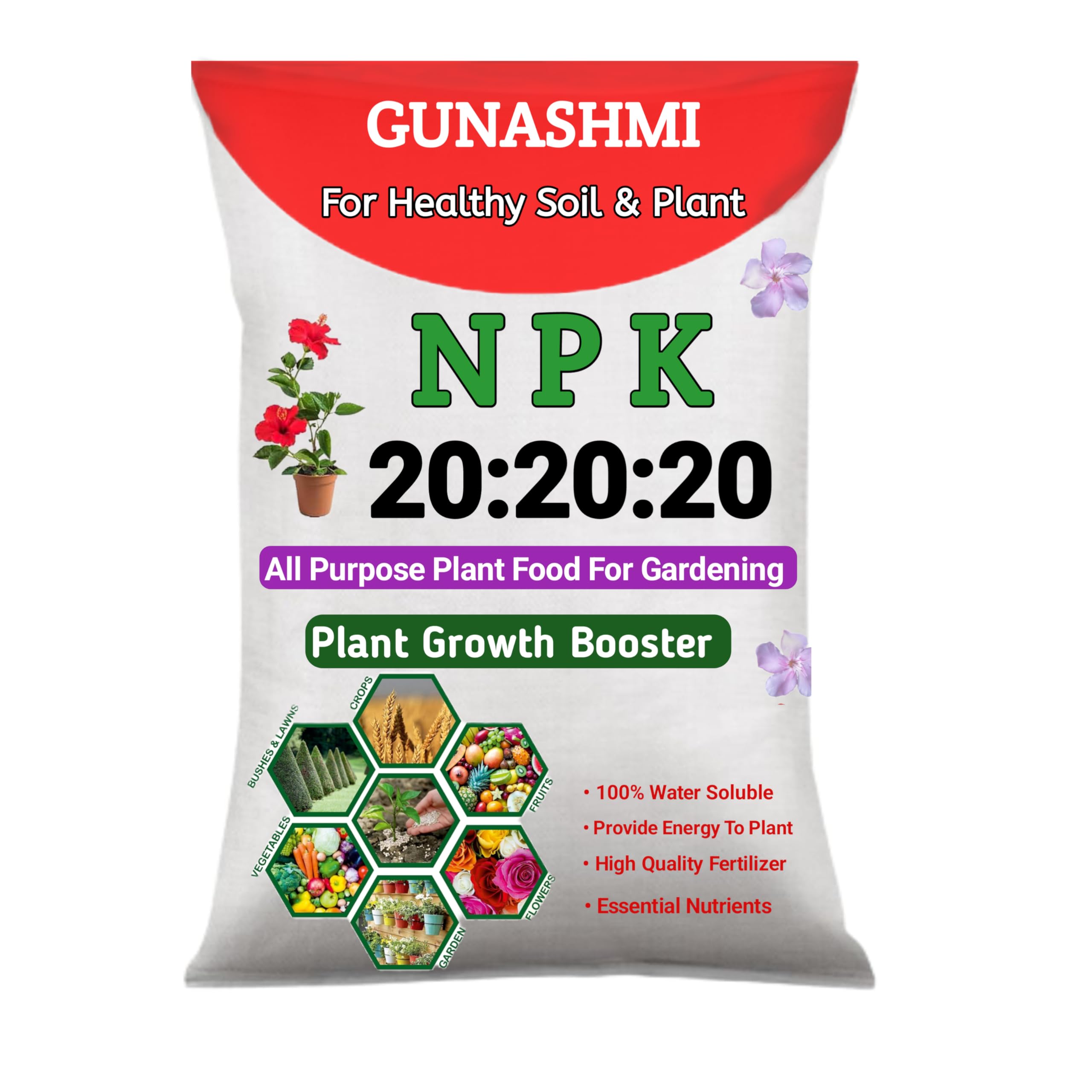 GUNASHMI NPK 20-20-20 All Purpose Fertilizer | Best Immunity Booster For Plants | Balanced Formula For Lush Growth And Resilient Plants | Ideal For Indoor And Outdoor Use 900 Grams - Pack of 1 (B0D3M12ZW8) Amazon Price History, Amazon Price Tracker