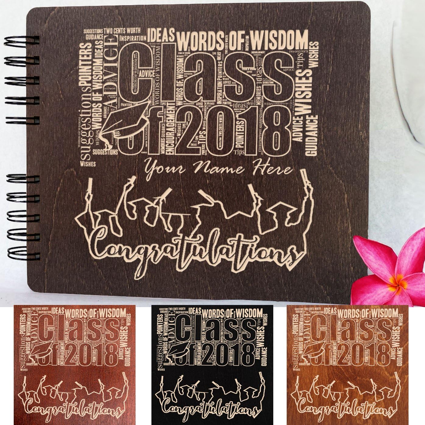 Wooden Graduation Guest Book (PERSONALIZED-CUSTOMIZED) MADE IN USA Wood Rustic Graduation Gifts Photo Album Party Supplies Decorations Photo Guest Book