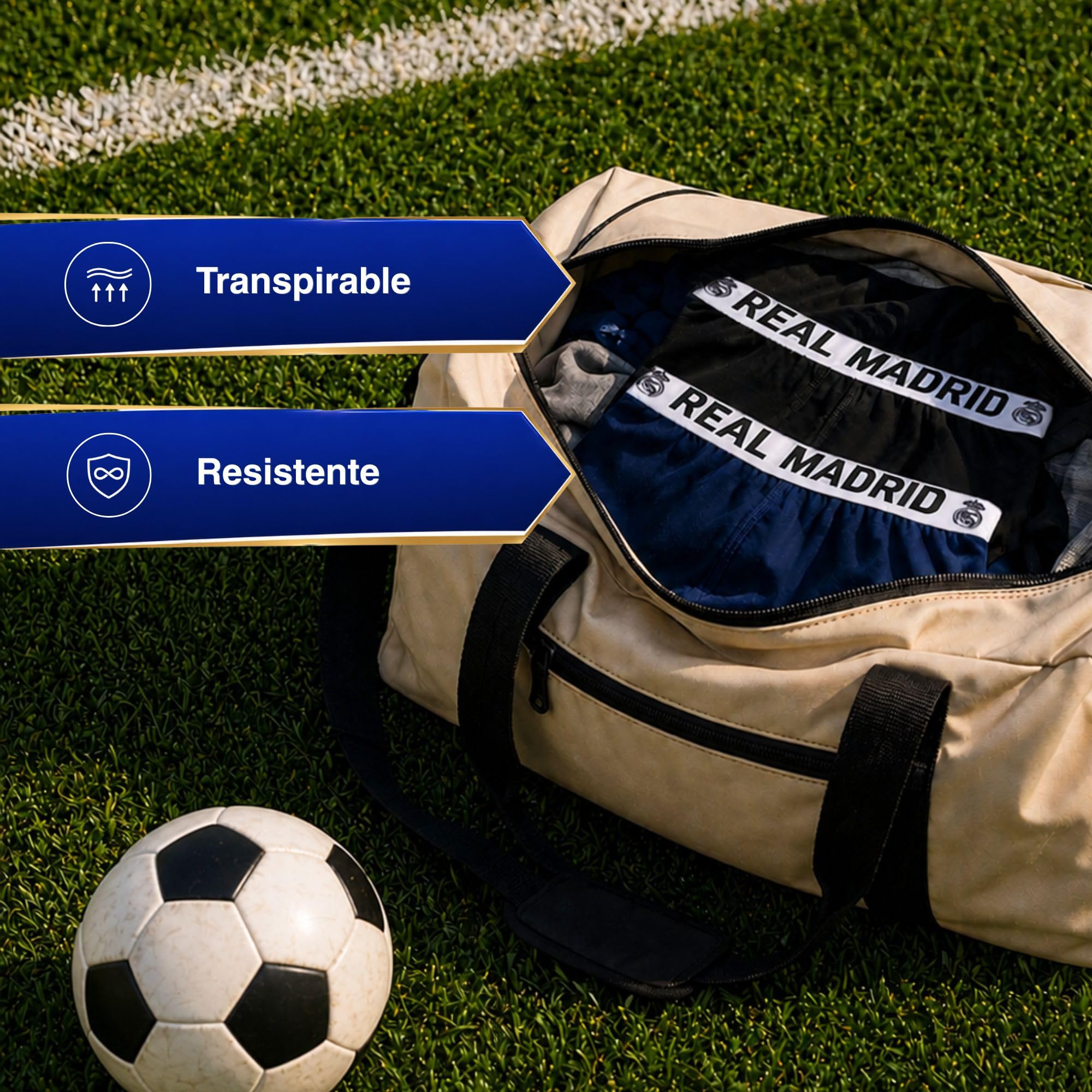 Real Madrid Bóxer Niño, Pack 5 | Producto Oficial con Licencia, Set Calzoncillos 95% Algodón, Regalo Fans Niños con Cinturilla Logo