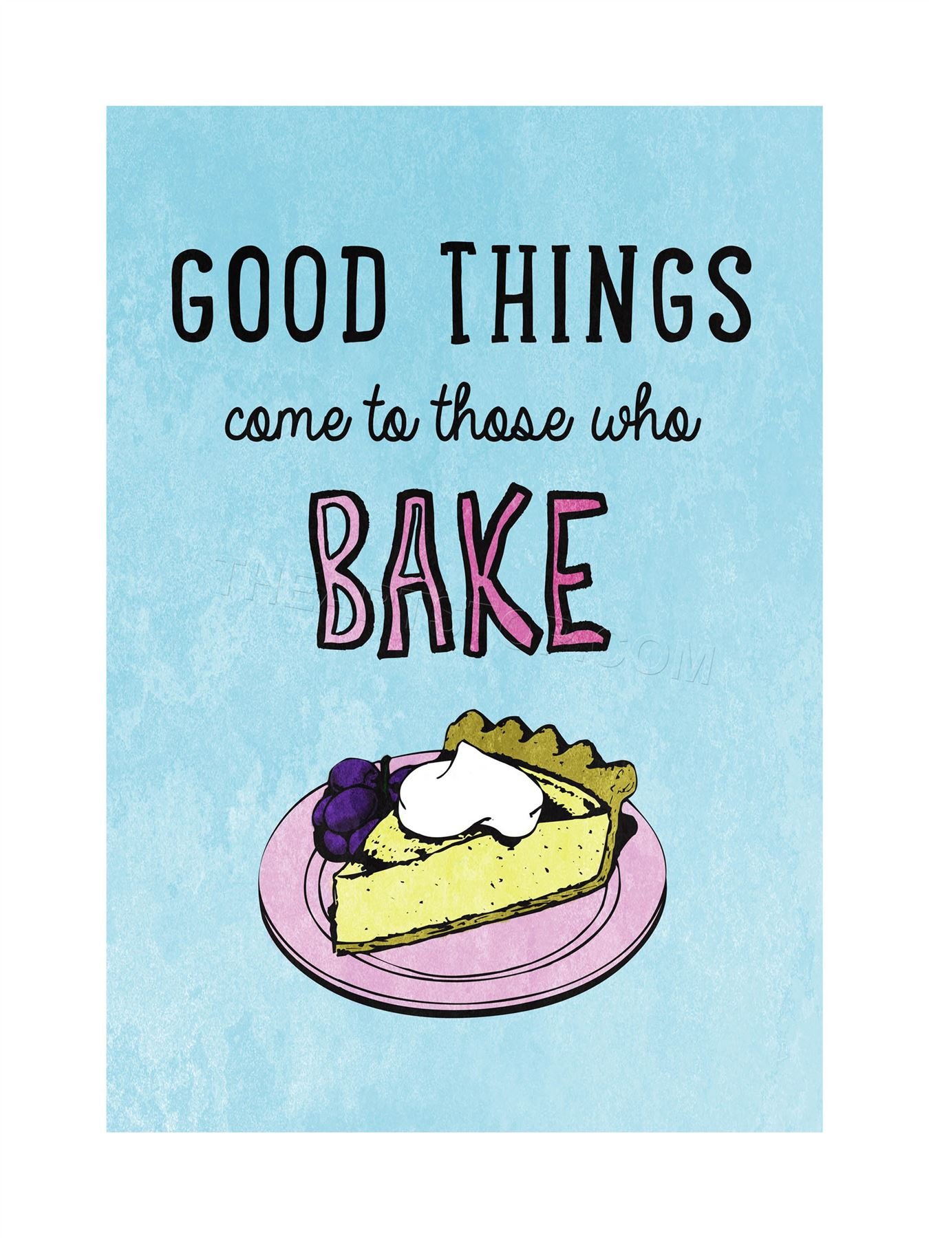 Wee Blue Coo Quote Typography Bake Cake Good Things Framed Picture Art Wall Art Print